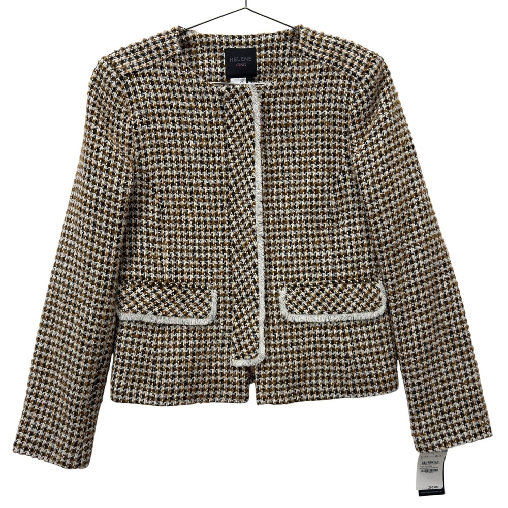 Helene Berman Zip Judy Fringe Jacket Womens L Alpaca Blend British Luxury